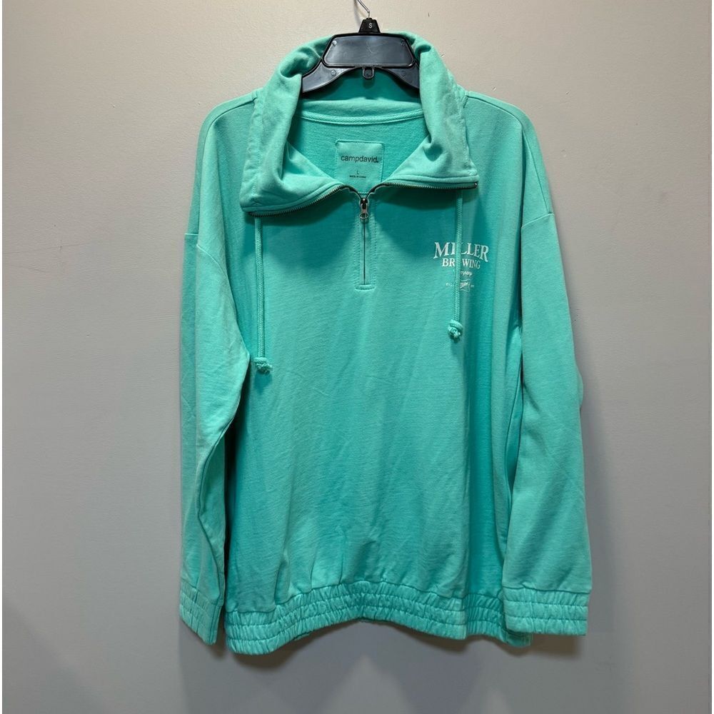 NWOT Camp, David Miller brewing Company, Teal, 3/4 zip pull over - Picture 7 of 10